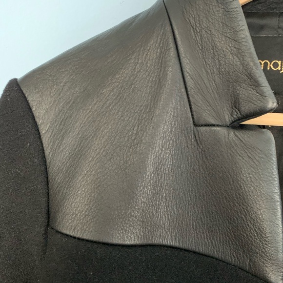 Maje Wool/Leather Coat, Size 2 (Medium) - Picture 3 of 8